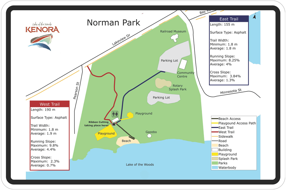 Map of park showing accessible paths and playground