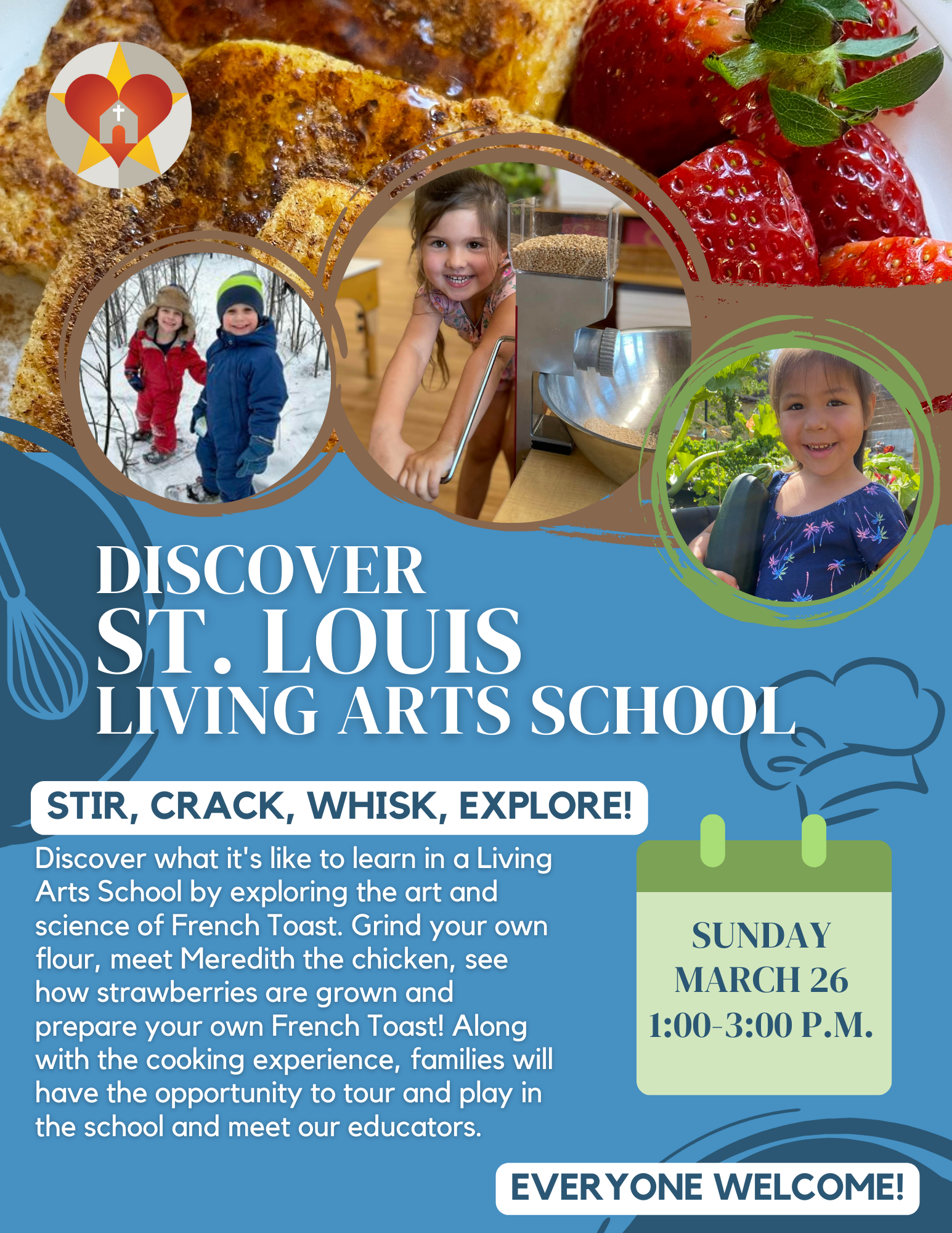 St. Louis School Kindergarten Welcome event is on Sunday, March 26th from 1:00-3:00 p.m. 
